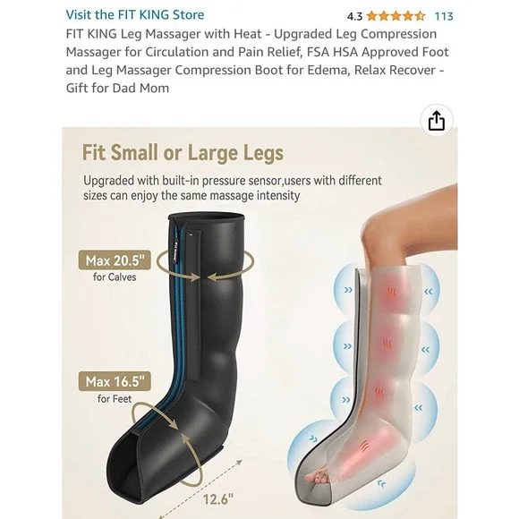 FIT KING Leg Massager With Heat Circulation Upgraded Full Leg/Foot Compression - Picture 4 of 7